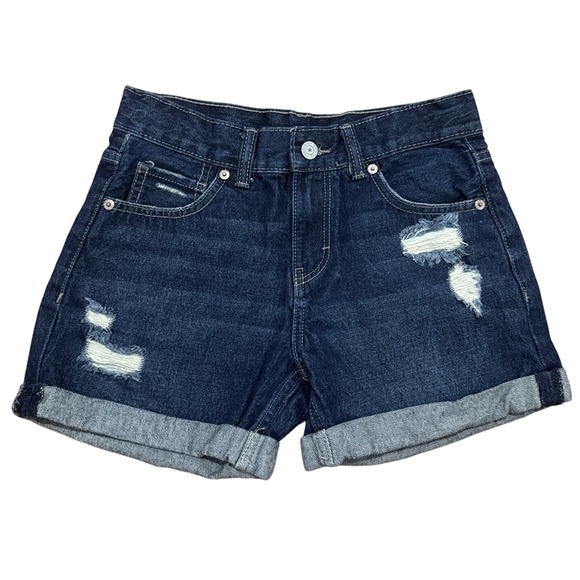 Levi's Other - Levi's Denim Shorts Dark Wash Distressed Cuffed‎ Hem Girls Size 14 REG